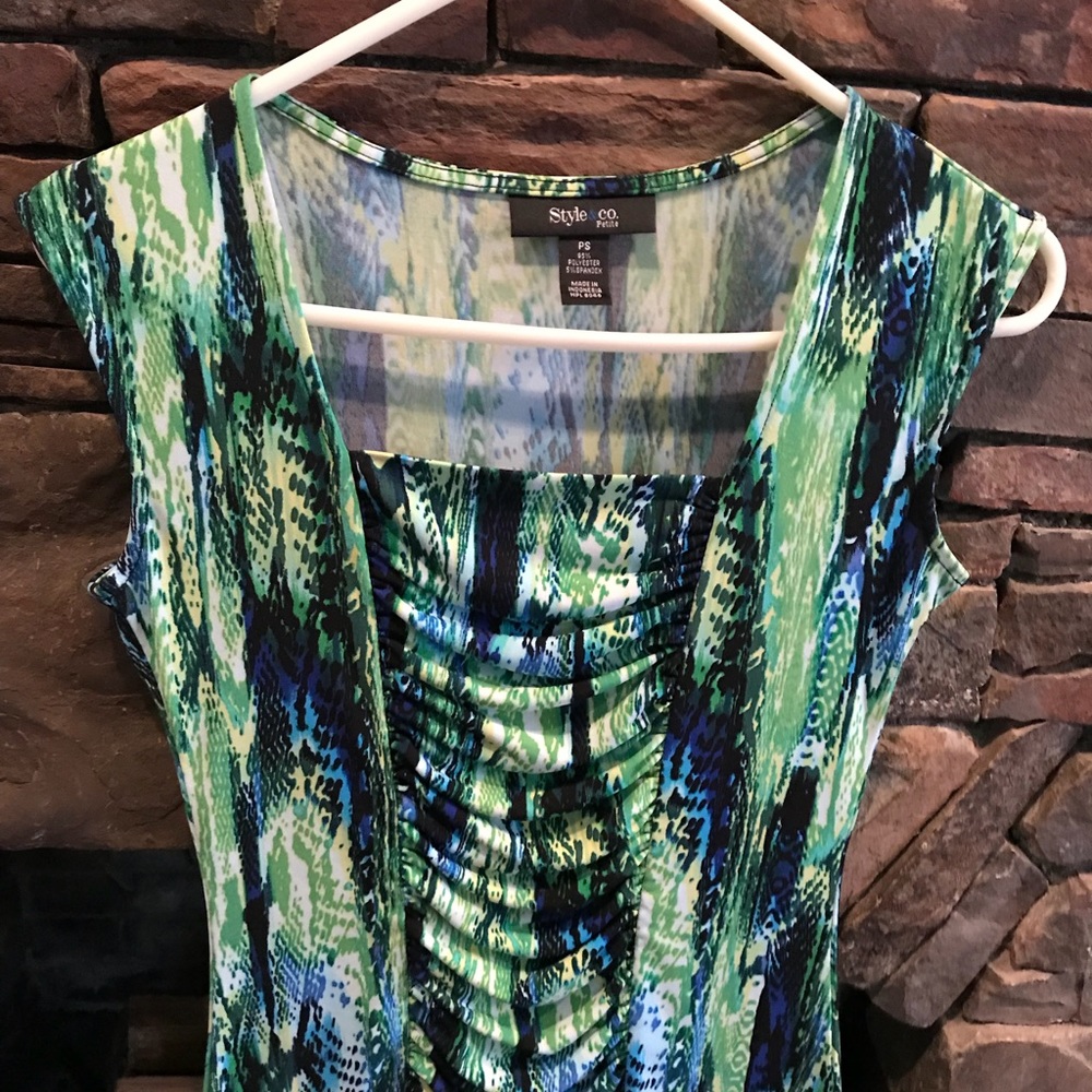 Style & Co Square Neck Ruched Tank PS